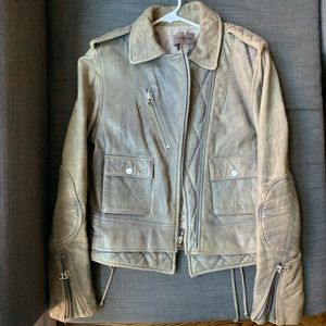 Grey/pearl lamb leather jacket from Zadig & Voltaire.